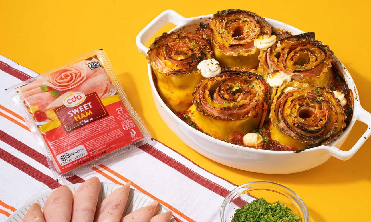 Sweet Ham & Cheese Lasagna Rolls