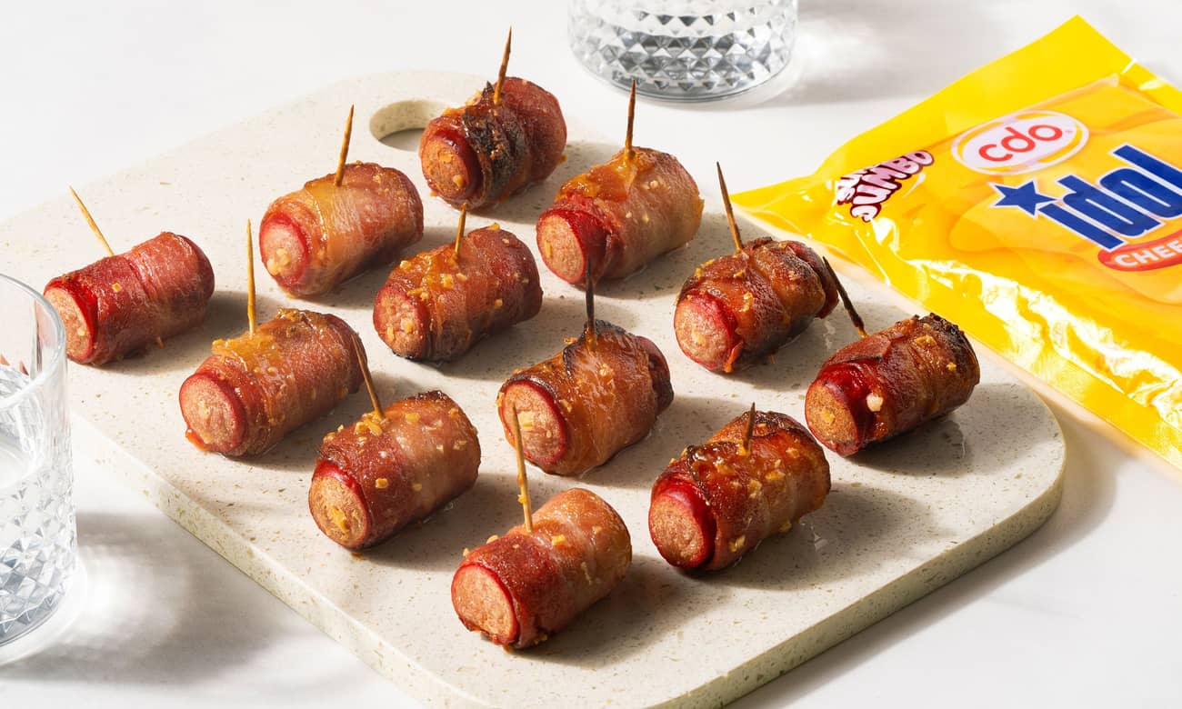 Sticky Bacon-Wrapped Cheesedogs