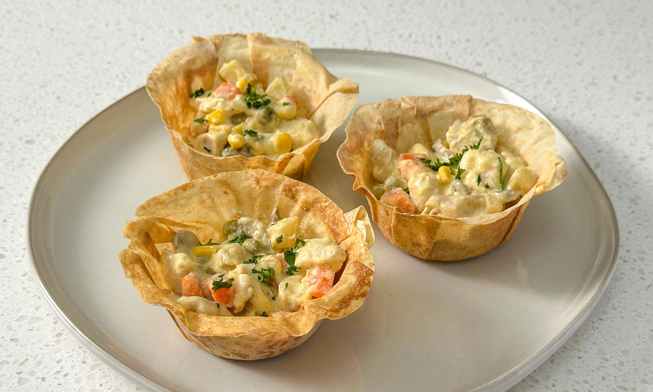 Chicken a la King Lumpia Cups