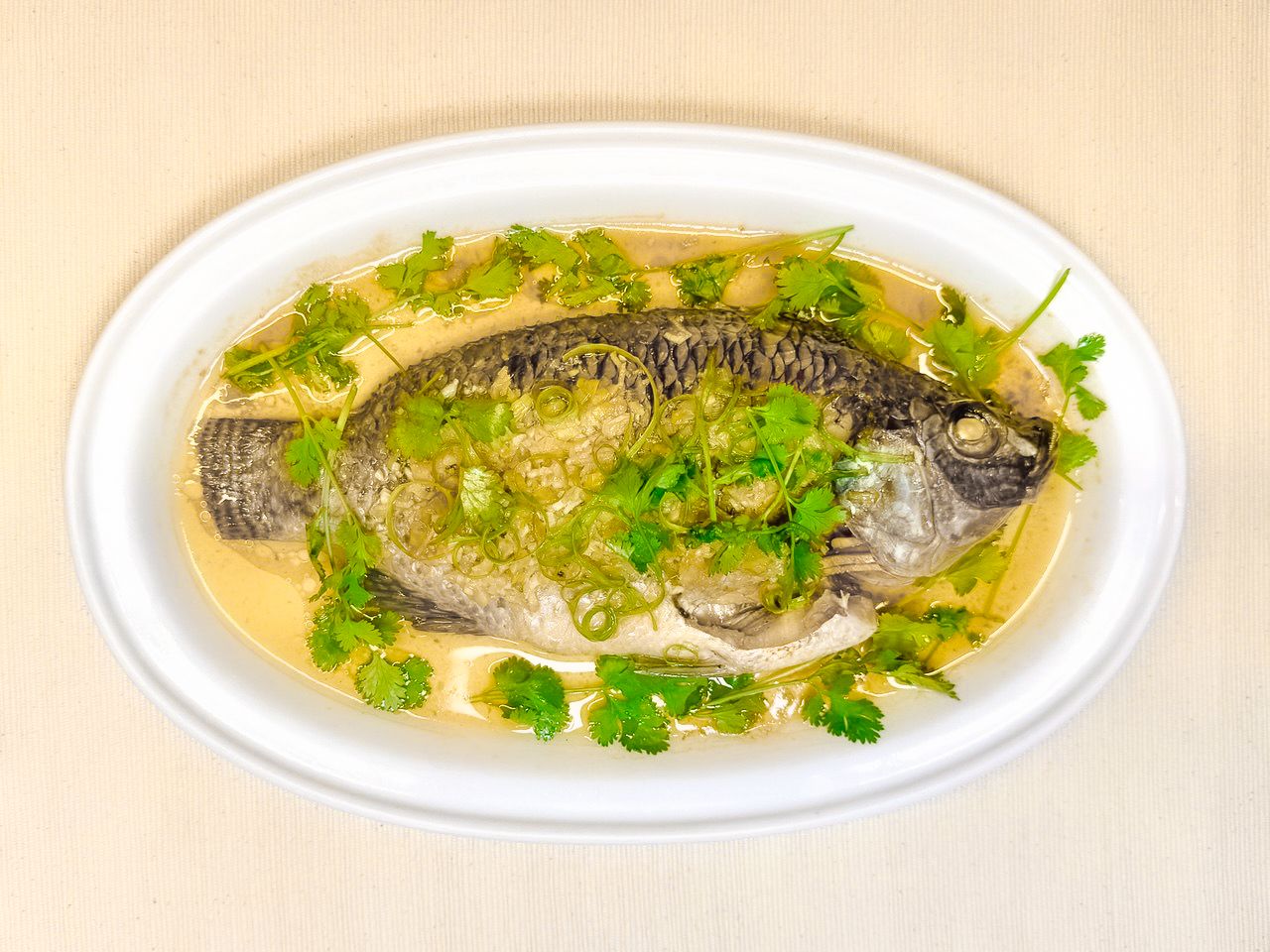 Ginger-Scallion Steamed Tilapia
